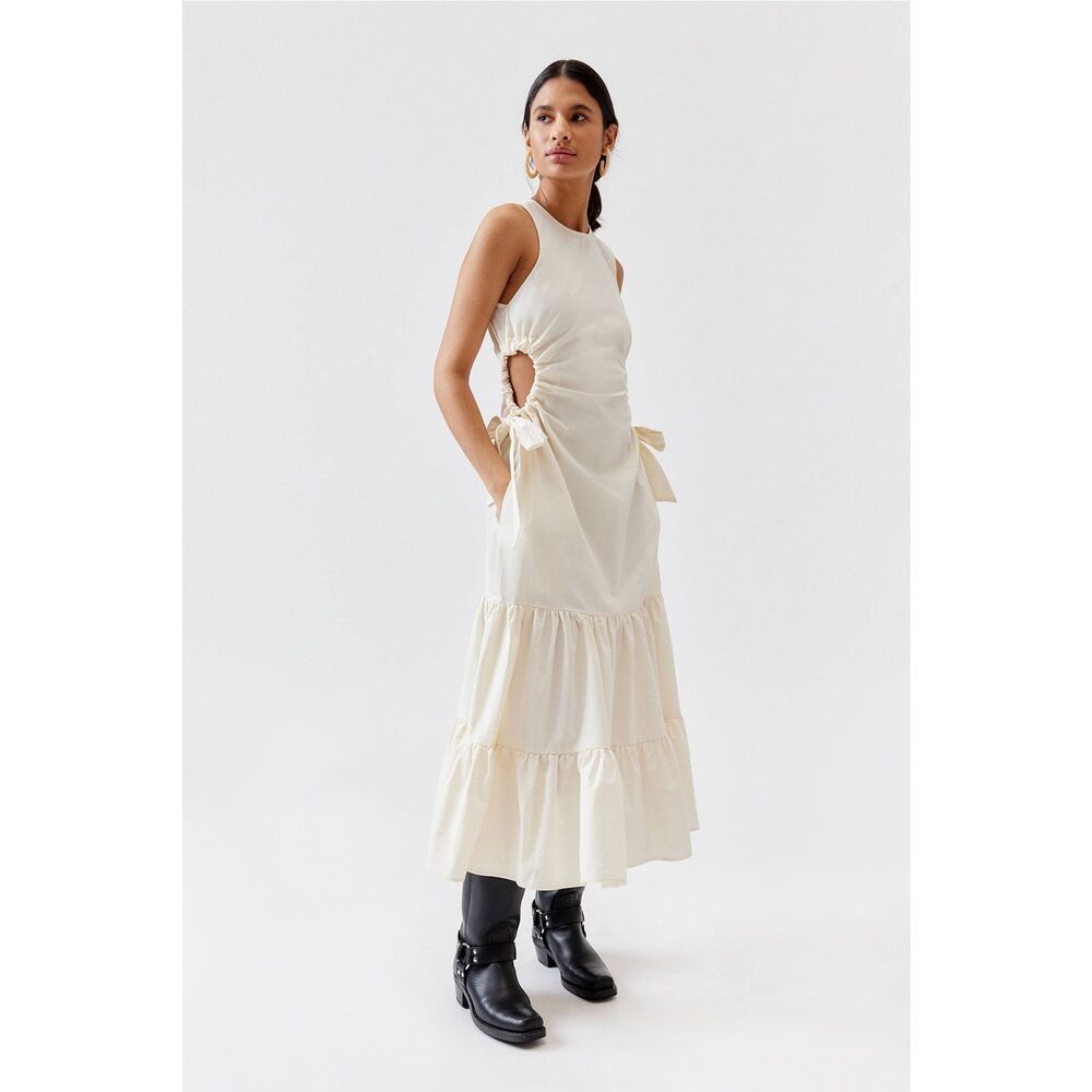 Free People Cream Midi Dress with Side Cutouts - Picture 2 of 13